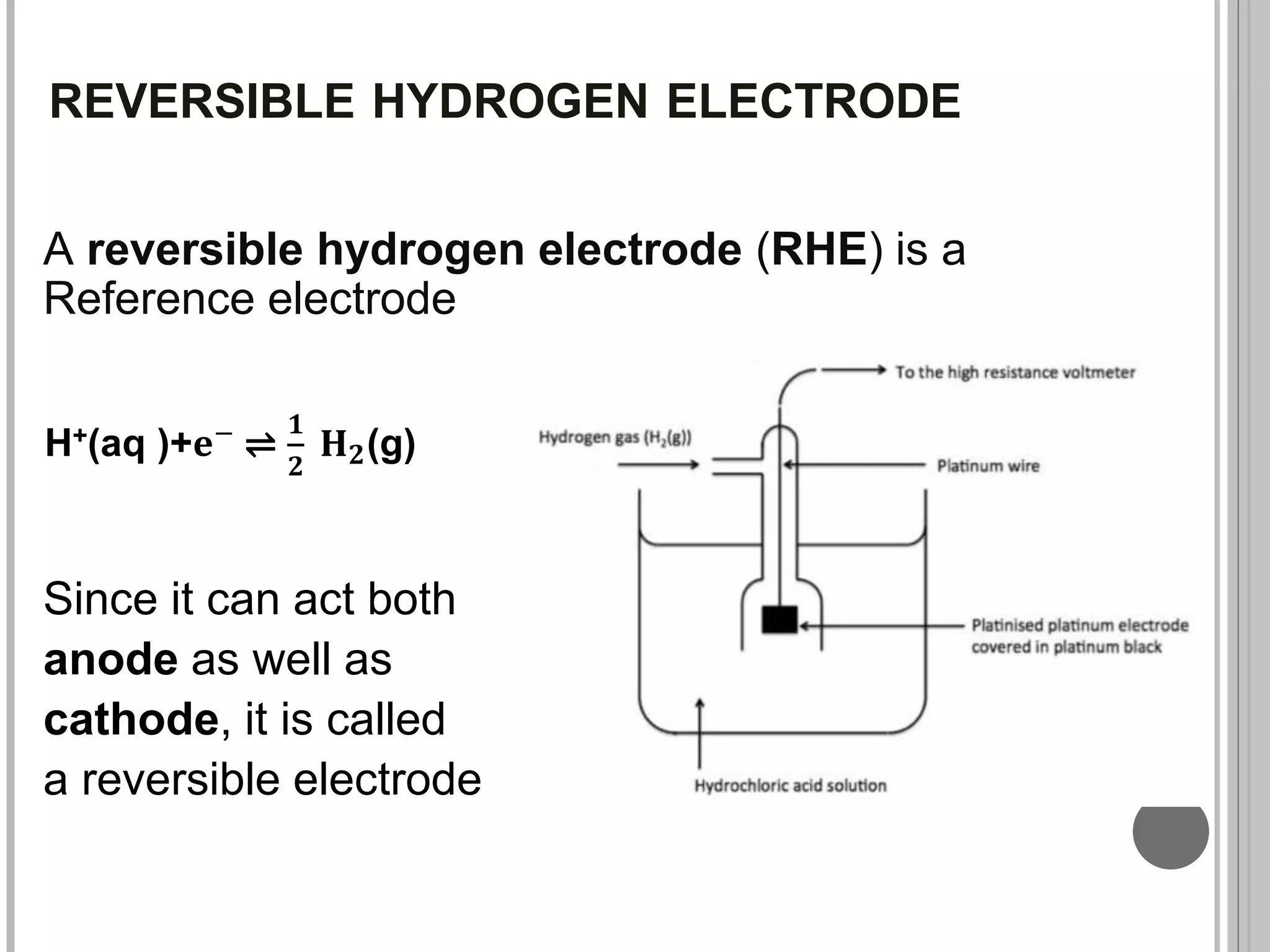 Reversible electrodes with respect to hydrogen ion PPT