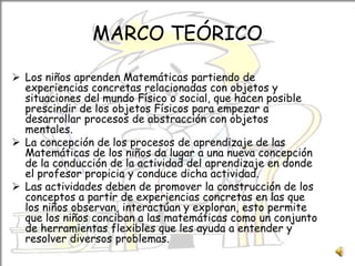 OBJETIVOS PARTICULARESQue los alumnos aprendan a hacer sumas y restas  primero utilizando  objetos, luego dibujos y finalmente sólo con números.Que los alumnos identifiquen y diferencien entre el signo de suma y el de resta.Que los alumnos usen la computadora como un medio para aprender y lo usen en casa.