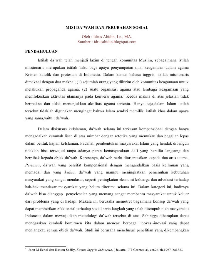 Misi Da Wah Dan Perubahan Sosial