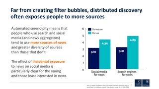 Far from creating filter bubbles, distributed discovery
often exposes people to more sources
3
Automated serendipity means...
