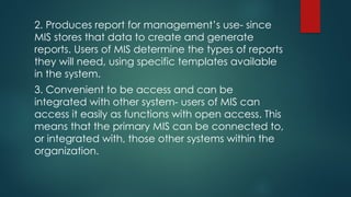 Management Information System Repoting FOCUSING IN MANAGEMENT INFORMATION SYSTEMS | PPTX