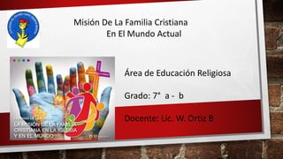Misión De La Familia Cristiana
En El Mundo Actual
Área de Educación Religiosa
Grado: 7° a - b
Docente: Lic. W. Ortiz B
 