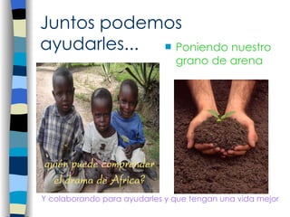 Juntos podemos ayudarles... Poniendo nuestro grano de arena Y colaborando para ayudarles y que tengan una vida mejor 