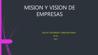 MISION Y VISION DE
EMPRESAS
NICOLE CASTAÑEDA Y SEBASTIAN ARIAS
10-01
2017
 