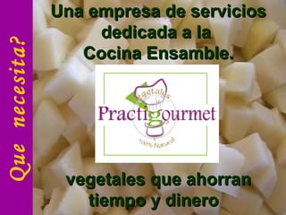 Una empresa de servicios dedicada a la  Cocina Ensamble. vegetales que ahorran tiempo y dinero   Que  necesita? 