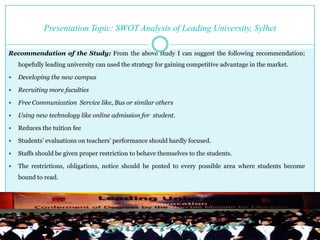 SWOT Analysis of Leading University, Sylhet. | PPTX