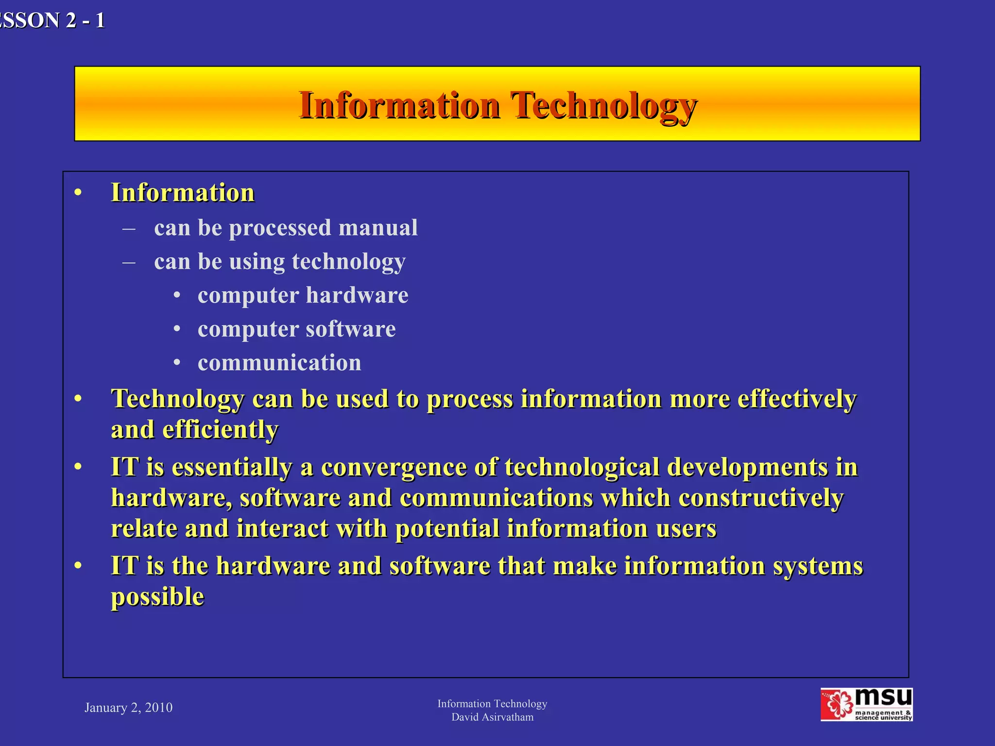 MIS Lesson2 Hardware | PPT