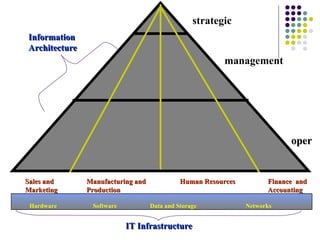 strategic management oper Sales and Marketing Manufacturing and Production Human Resources Finance  and Accounting Hardware Software Data and Storage Networks IT Infrastructure Information Architecture 