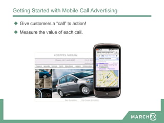 Getting Started with Mobile Call Advertising

 Give customers a “call” to action!
 Measure the value of each call.
 