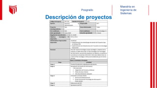 Descripción de proyectos
 