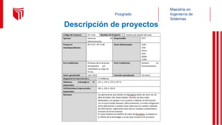 Descripción de proyectos
 