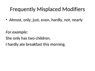 Misplaced and Dangling Modifiers powerpoint presentation | PPT