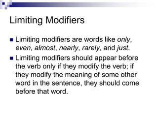 MODIFIERS IN ENGLISH LANGUAGE-DANGLING AND MISPLACED | PPT