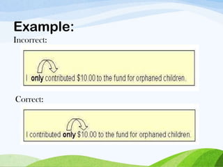 Incorrect:
Correct:
Example:
 