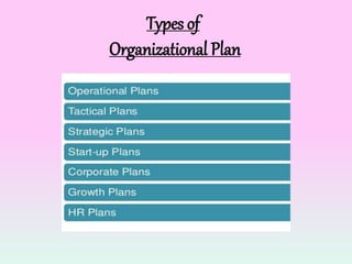 Types of
Organizational Plan
 