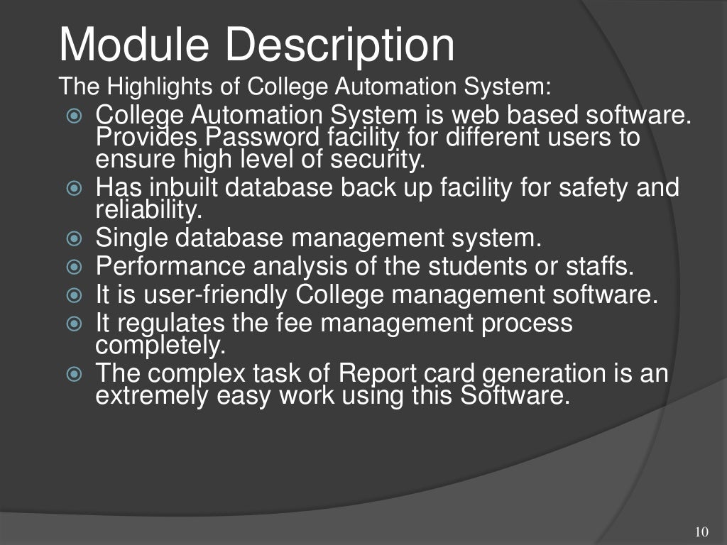 College Automation System use in Institutions