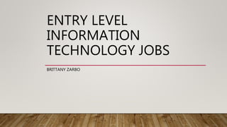 ENTRY LEVEL
INFORMATION
TECHNOLOGY JOBS
BRITTANY ZARBO
 