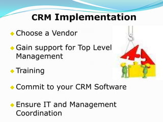 Consumer Relationship CRM covers aspects of a company's dealing with customers handled by the Consumer Affairs and Customer Relations contact centers within a company. Representatives handle in-bound contact from anonymous consumers and customers. Sales Intelligence CRM is similar to Analytical CRM, but is intended as a more direct sales tool. Features include alerts sent to sales staff regarding:Cross-selling/Up-selling/Switch-selling opportunities Customer DriftSales performance Customer trends Customer margins Customer alignment