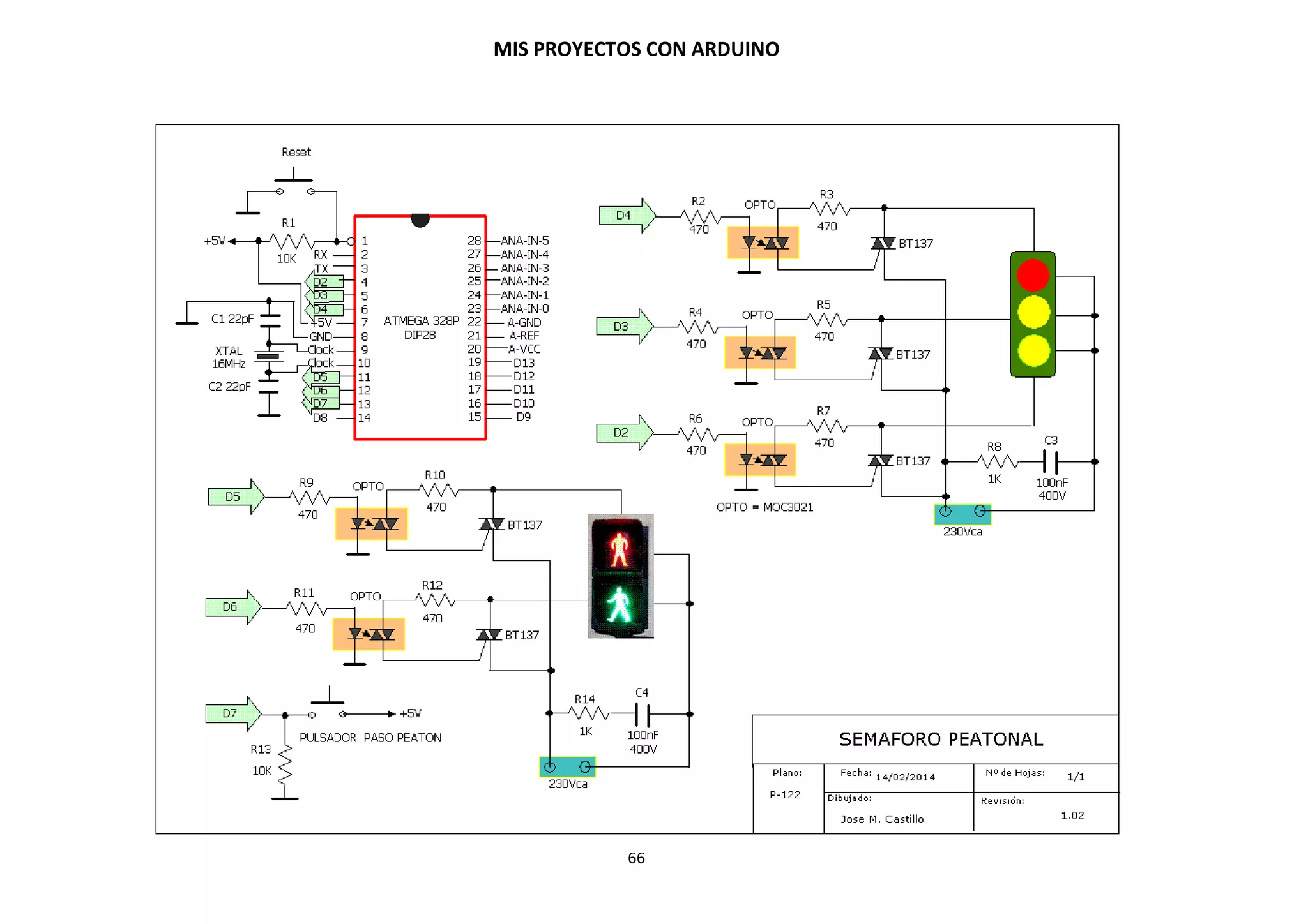 MIS PROYECTOS CON ARDUINO
66
9.15. Comunicación Serial
Hay ocasiones en las que deseamos que Arduino no sólo lea o devuelva un valor determinado,
sino que además queremos que nos lo muestre en pantalla para saber si la plataforma está
aportando valores coherentes. Por ejemplo: Si estamos leyendo la temperatura de la clase y nos
devuelve 80ºC… Es que algo está fallando, ¿No? Para ello usamos el denominado Puerto Serie.
Asignaríamos un valor al puerto sería y a continuación indicaríamos al programa que queremos
que éste valor sea impreso.
Arduino posee como principal característica la habilidad de comunicarse con nuestro ordenador a
través del Puerto Serie. Esto se conoce como comunicación serial. Debido a que el uso de este
puerto ha quedado un poco en desuso a favor de la tecnología USB. Arduino cuenta con un
convertidor de Serial a USB que permite a nuestra placa ser reconocida por nuestro ordenador
como un dispositivo conectado a un puerto COM aun cuando la conexión física sea mediante USB.
A través de esta ventana se puede enviar o recibir información utilizando el puerto serie. Nótese
que para poder abrir esta ventana es necesario que tengamos nuestra placa Arduino conectada a
nuestro ordenador mediante el puerto USB.
Para iniciar la comunicación serial con Arduino utilizando el Monitor Serial debemos establecer
algunos comandos en el Arduino IDE y luego subirlos al microcontrolador.
void setup(){
Serial.begin(9600);
}
void loop(){
Serial.println('1');
delay(1000);
}
En la función setup inicializamos la comunicación serial con la sentencia Serial.begin(9600).
El 9600 indica el rango en baudios, o la cantidad de baudios que manejará el puerto serie. Se
define baudio como una unidad de medida, usada en telecomunicaciones, que representa el
número de símbolos por segundo en un medio de transmisión ya sea analógico o digital. Para
nuestros propósitos utilizaremos comúnmente una velocidad de símbolo de 9600.
 