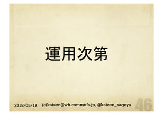 運用次第	
2018/05/19 (c)kaizen@wh.commufa.jp, @kaizen_nagoya
 