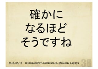 確かに
なるほど
そうですね	
2018/05/19 (c)kaizen@wh.commufa.jp, @kaizen_nagoya
 