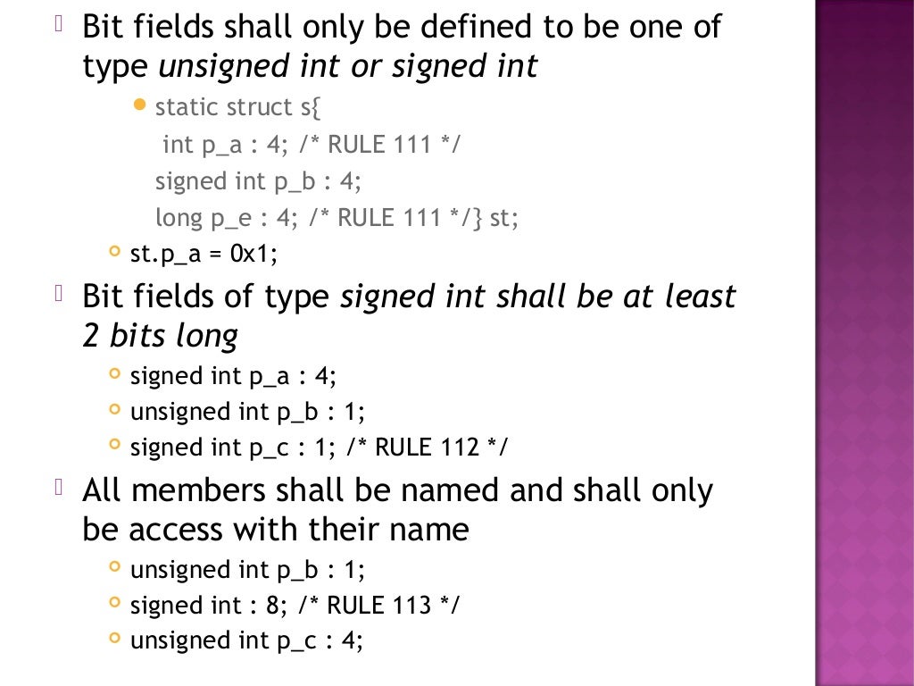 Misra c rules list Clearance