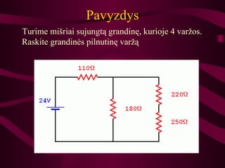 Pavyzdys Turime mišriai sujungtą grandinę, kurioje 4 varžos. Raskite grandinės pilnutinę varžą 