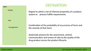 QUALITY RISK MANAGEMENT QRM.BY MISS GAURI GURAWA pptx | PPTX