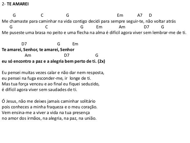 Canto De Igreja Te Amarei Senhor Missa Com Cifras Para O Grupo De Canto Psfx