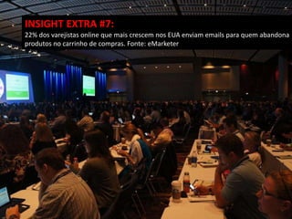 INSIGHT EXTRA #7:
22% dos varejistas online que mais crescem nos EUA enviam emails para quem abandona
produtos no carrinho de compras. Fonte: eMarketer
 