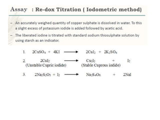 : Re-dox Titration ( Iodometric method)
 
