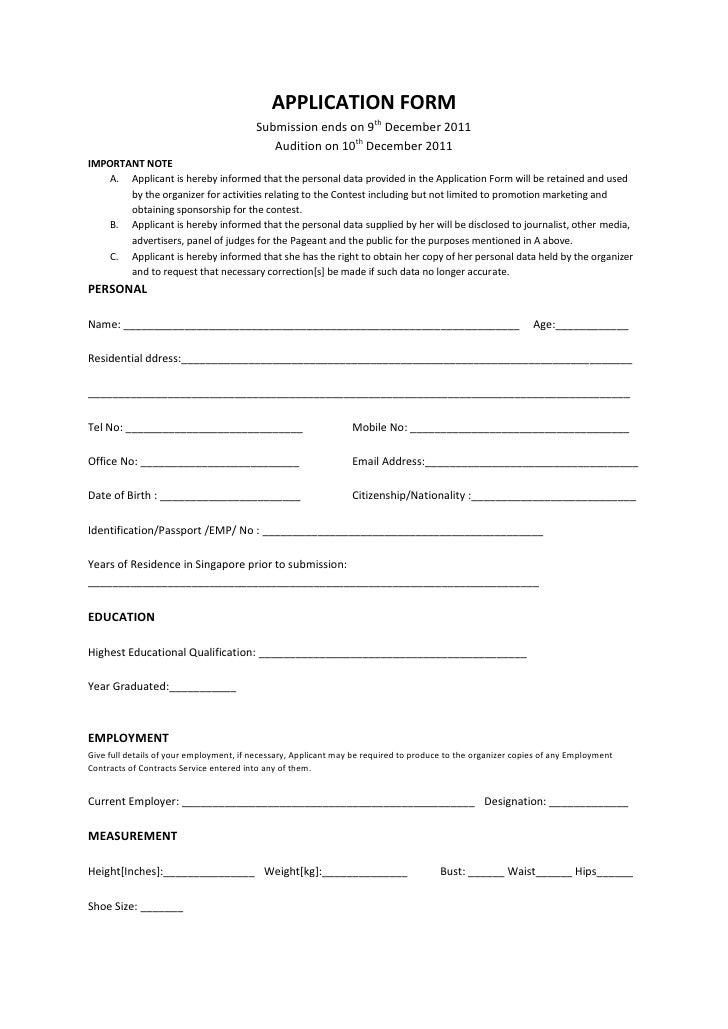 pageant applications template barca fontanacountryinn com pageant application template