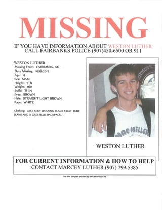 Missing Weston Luther