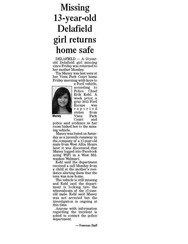 Missing delafield girl found