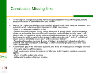 Commercialization of Ethiopian smallholders dairy: missing links