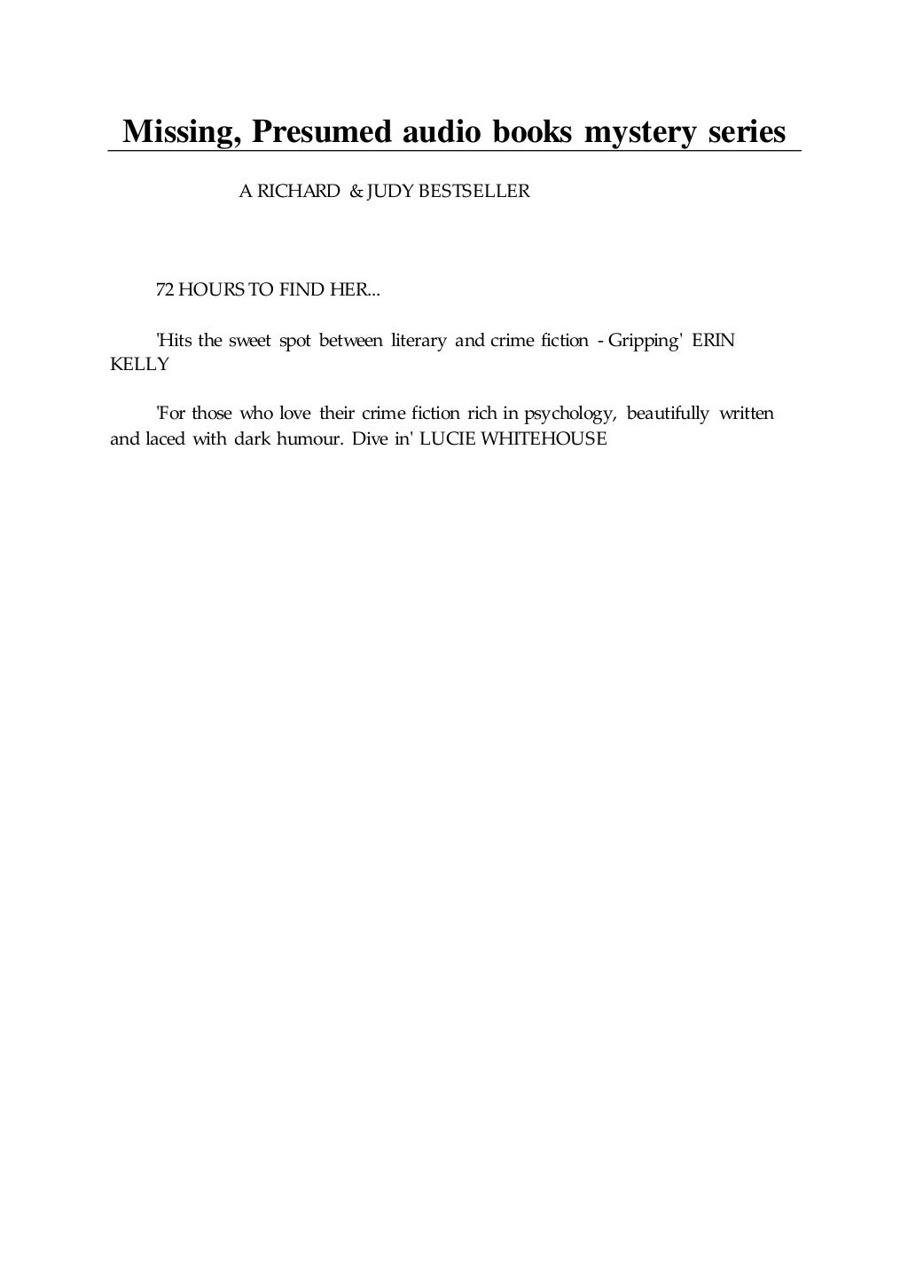 missing presumed book review missing presumed book review