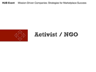HUB Event   Mission-Driven Companies: Strategies for Marketplace Success




                          Activist / NGO
 