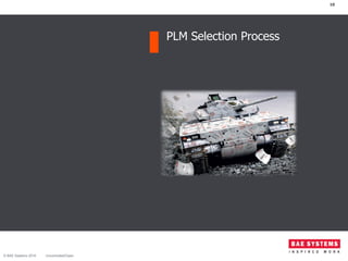 PLM Selection Process
10
© BAE Systems 2016 Uncontrolled/Open
 