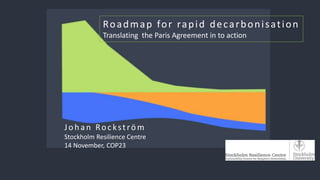 Johan Rockström
Stockholm Resilience Centre
14 November, COP23
Roadmap for rapid decarbonisation
Translating the Paris Agreement in to action
 