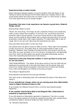 Experiences help us make friends
Social interaction between people is crucial to whether they feel happy or not.
Talking t...