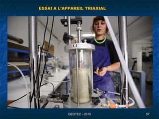 GEOTEC - 2010GEOTEC - 2010 5757
ESSAI A L’APPAREIL TRIAXIAL
 