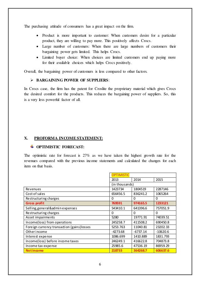 crocs income statement