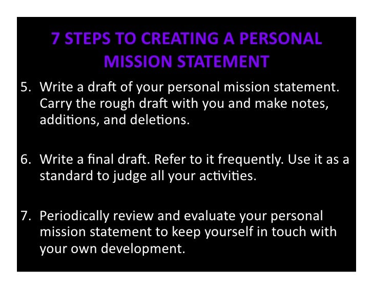 developing personal mission statement