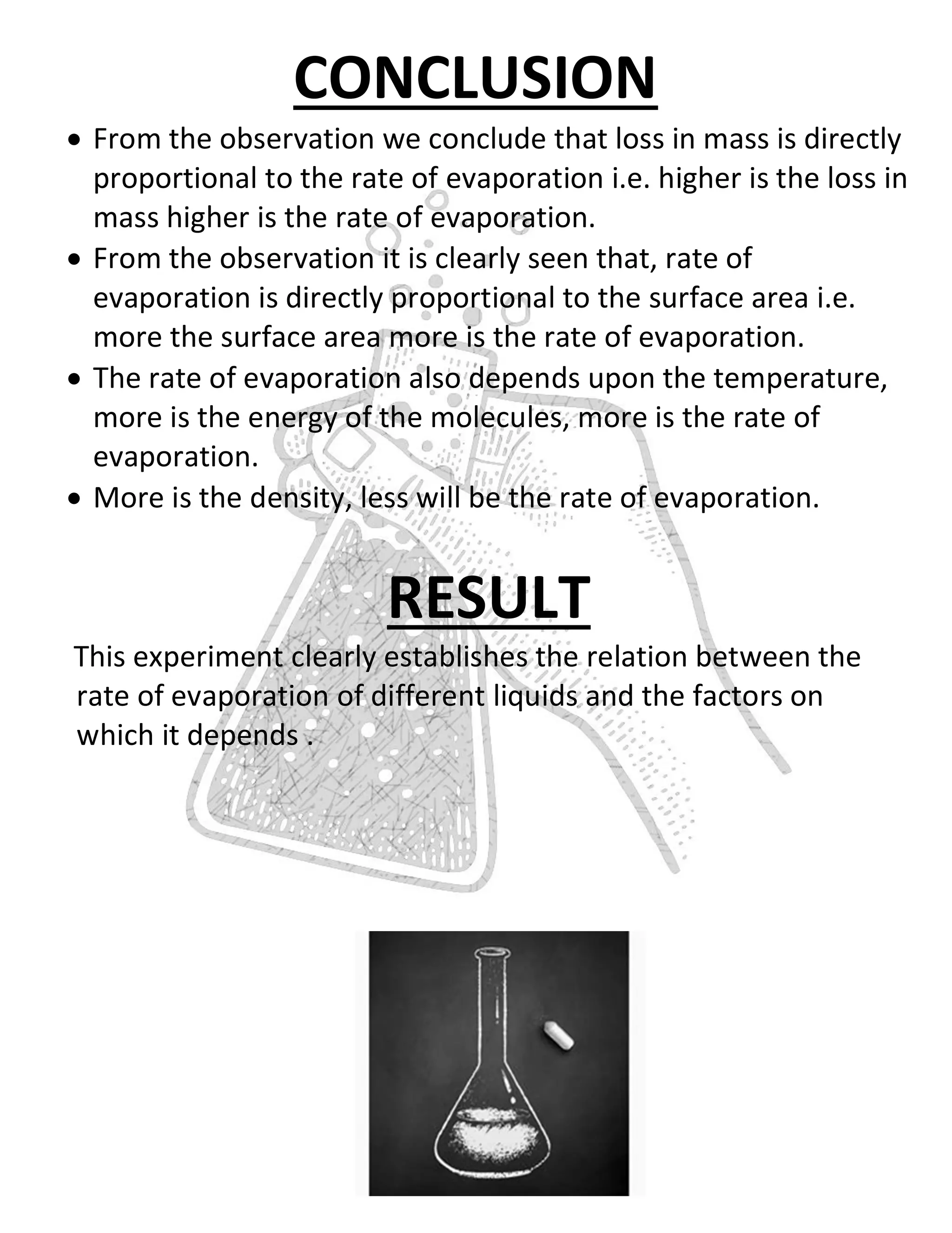 study of the rate of evaporation of different liquids