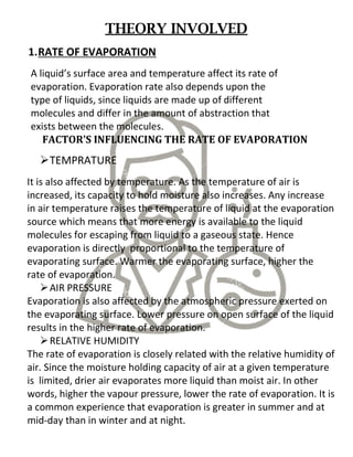 chemistry investigatory project on to determine the rate evaporation of ...