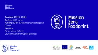 Mission zero foodprint open call info event 10.9.2020