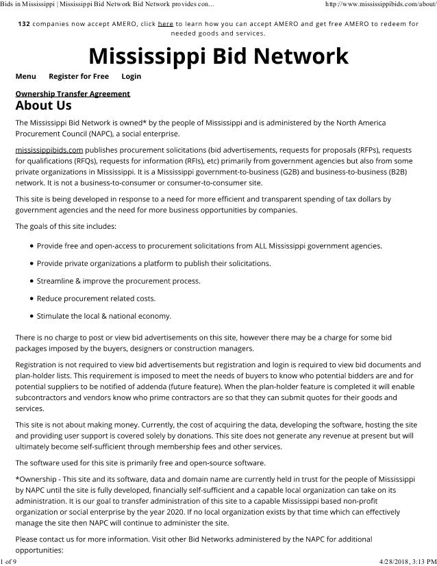 Mississippi Government Bid, RFP, RFQ and Procurement Opportunities