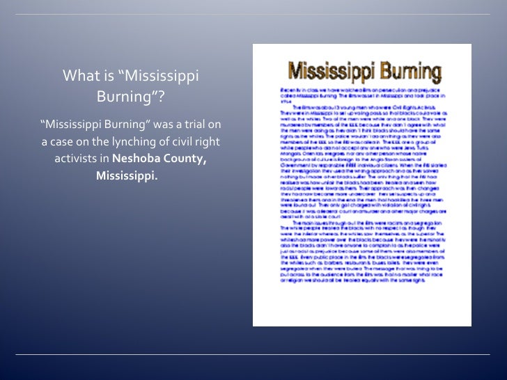Mississippi Burning Scenes Essay Example mississippi burning essay