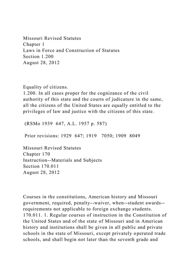Missouri Revised StatutesChapter 1 Laws in Force and Construct.docx