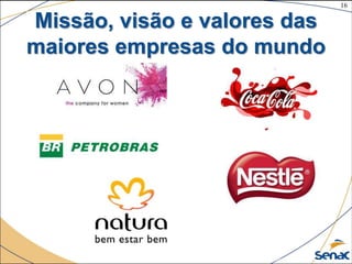 16
©The McGraw-Hill Companies, Inc., 2004
Missão, visão e valores das
maiores empresas do mundo
 